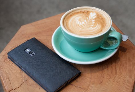 Cup of coffee and phone