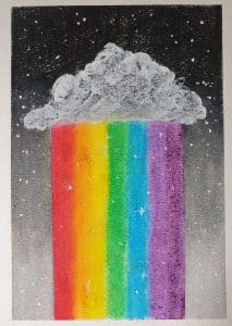 Cloud with rainbow art auction